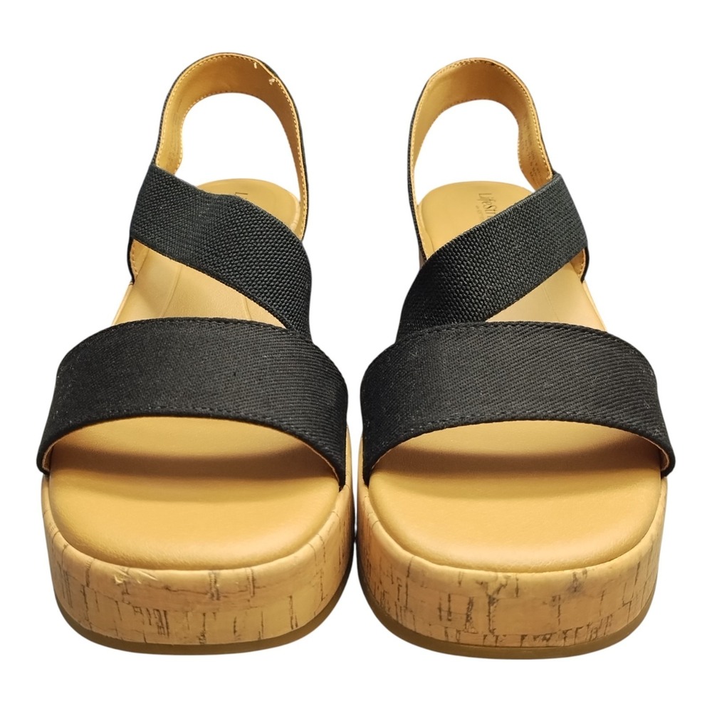 LifeStride‎ Odette Strappy Wedge Sandals Womens 9.5M Brown Black Cushion Support